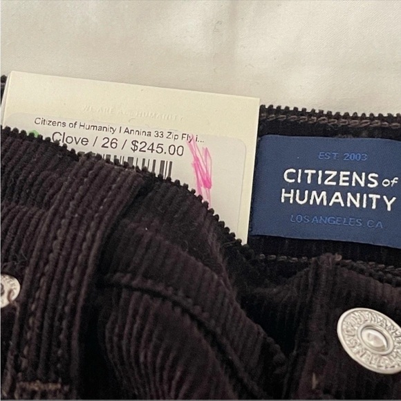 Citizens Of Humanity Annina Corduroy Pants in Clove Size 26 New With Tags - Picture 3 of 7